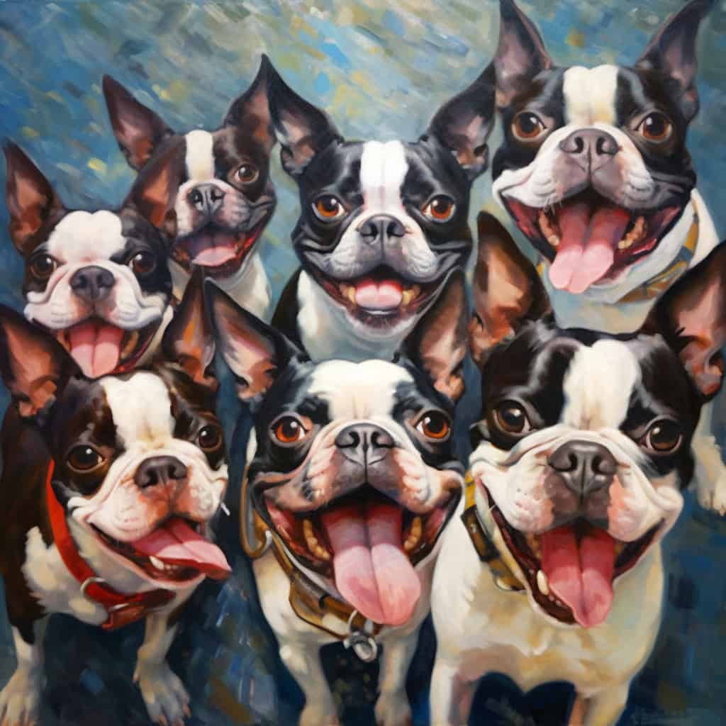 image of a bunch of boston terriers